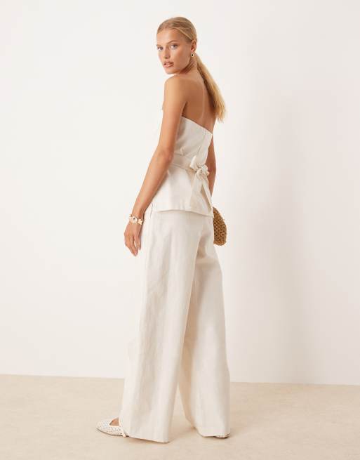 Tala - Top bustier long en lin épais - Lait de coco, 3 de 4