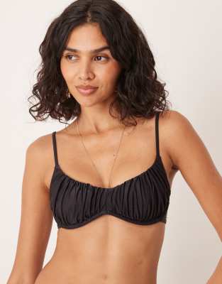 Tala underwired gathered bikini top in black