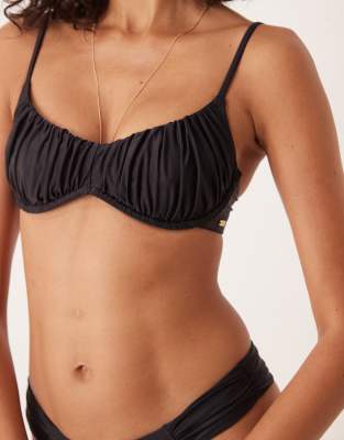 Tala underwired gathered bikini top in black