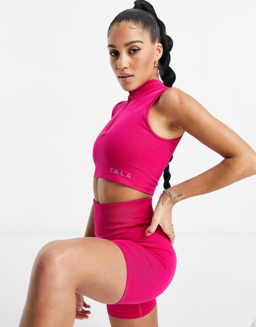 TALA Zahara – Rosa sportbehå med halv dragkedja och medium stöd, endast hos ASOS, 3 av 4