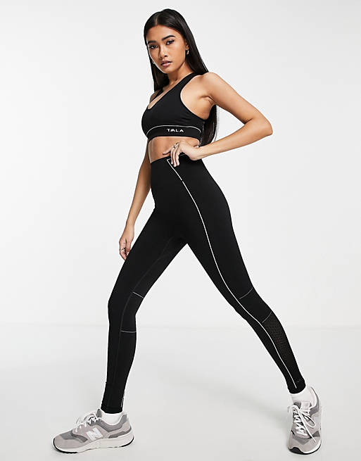 TALA Zinnia high waisted contrast leggings in black exclusive to ASOS