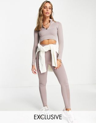 TALA Zinnia high waisted mesh leggings in stone exclusive to ASOS