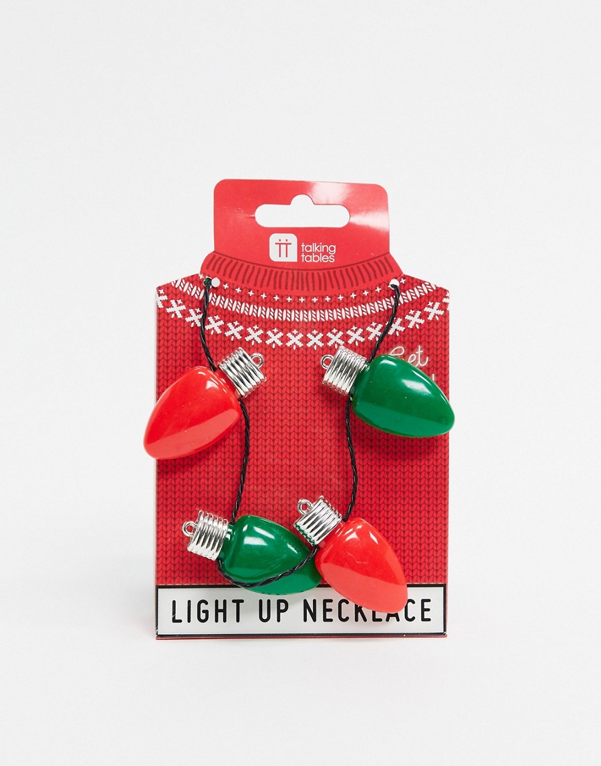 Talking Tables - Collana natalizia con luci lampeggianti-Multicolore