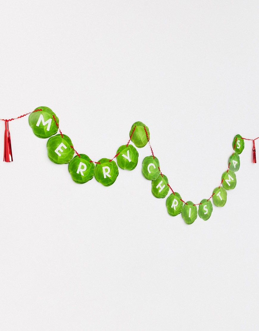 Talking Tables merry christmas sprout garland 3m-green