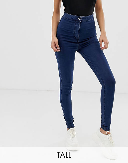 Tall x002 superskinny hihøjtaljede jeans i mørkvasket blå fra COLLUSION