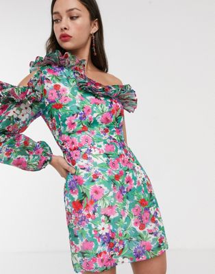 Talulah - Better Together - Mini-jurk met een blote schouder en botanische bloemenprint-Multi