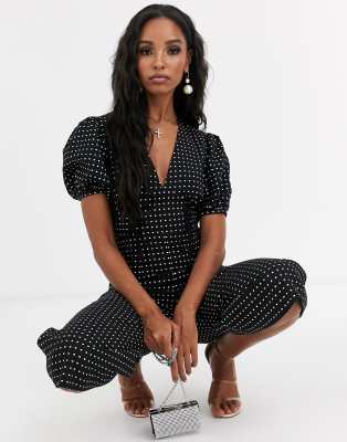 polka dot cropped jumpsuit