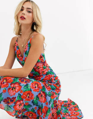 Talulah luscioius floral print ruched midi dress-Multi