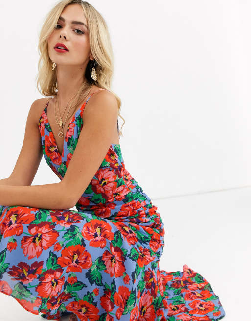 Talulah luscioius floral print ruched midi dress