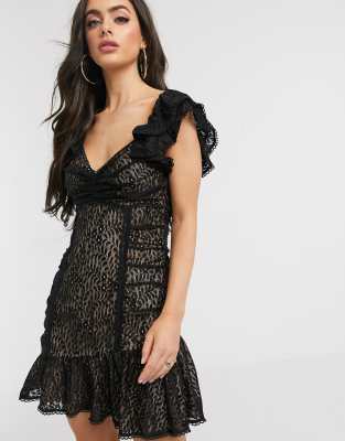 Talulah Masquerade lace mini dress-Black