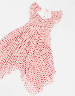 pink polka dot mini dress