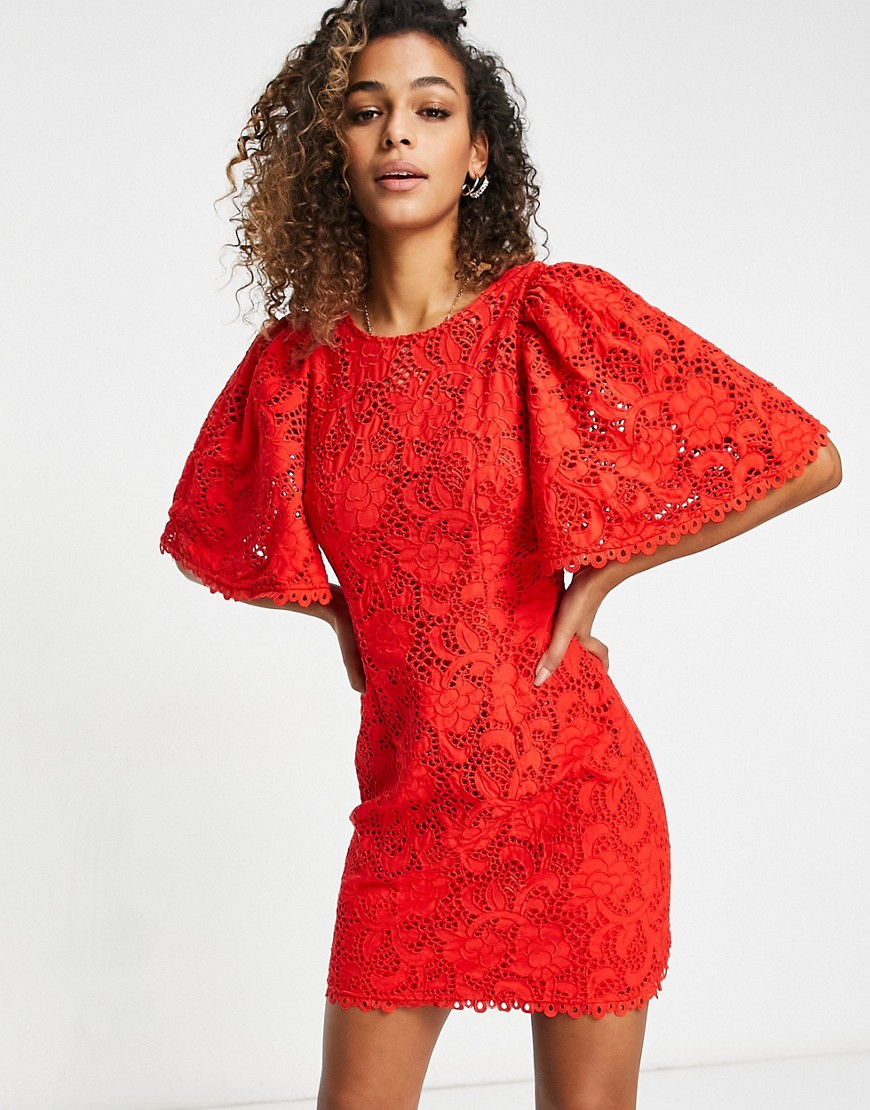 Talulah Rose Are Red lace mini dress in red