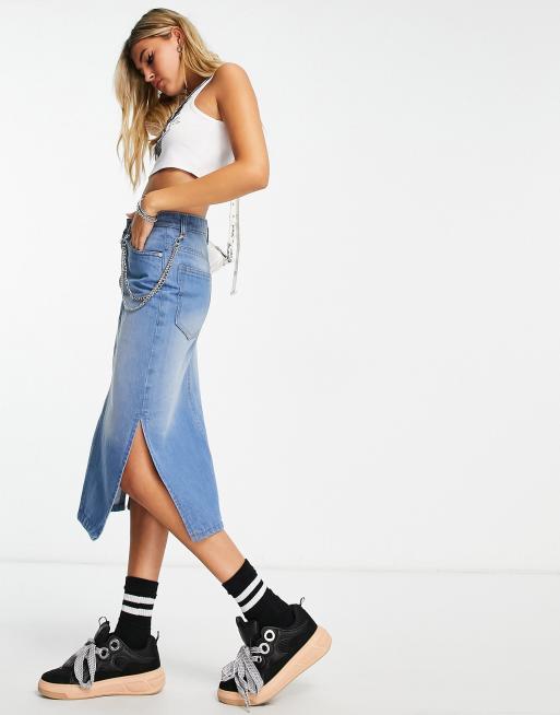 Long jean clearance skirts 90s fashion