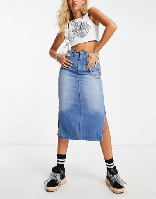 90s grunge jean on sale skirt