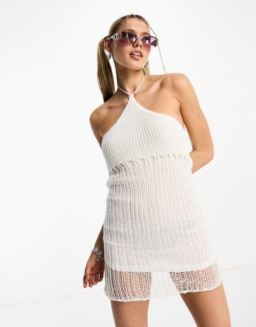 Tammy Girl 90s open knit halter neck mini dress ASOS