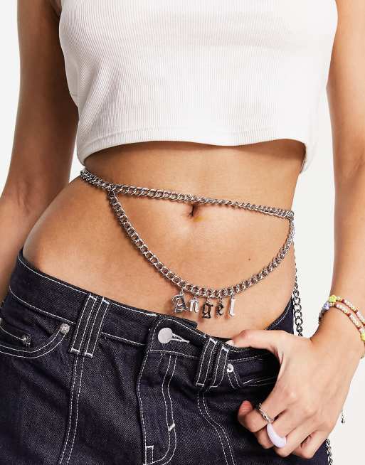 Silver hip chain for on sale women