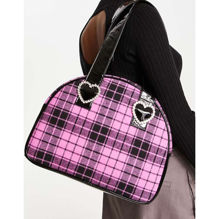 Tammy Girl bowling bag in pink check with heart detail