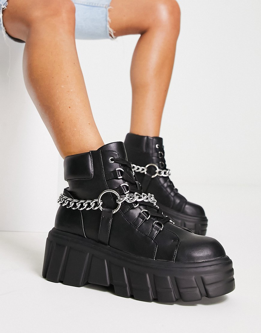 Tammy Girl chunky ankle boots with hardware detail in black