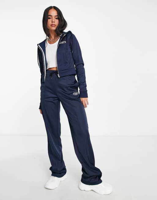 Kids Tie Dye Navy Tracksuit – Girls Cropped Hoodie & Sweatpants Outfit Set