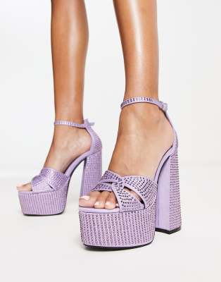 Tammy Girl embellished platform heeled sandals in lilac-Purple