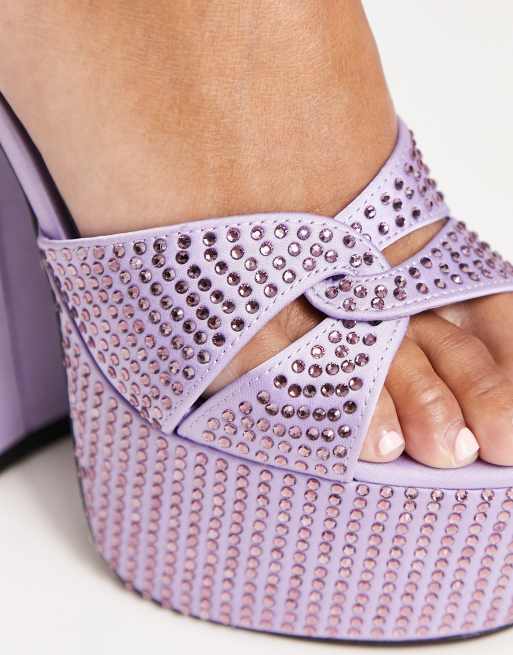 Tammy Girl embellished platform heeled sandals in lilac, 4 of 4