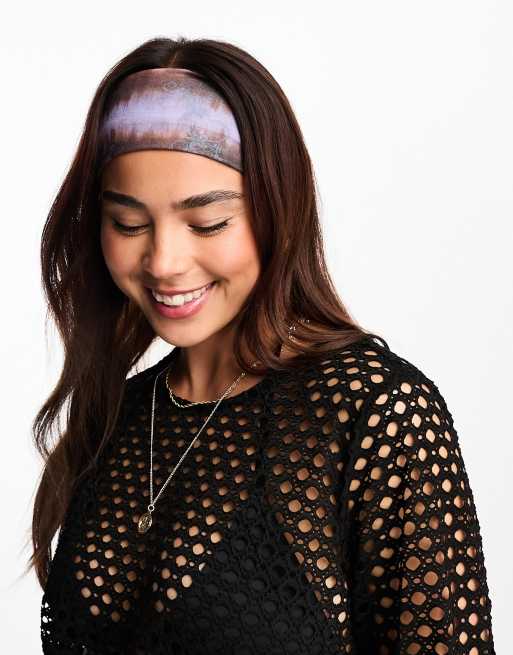 Tammy Girl - Fascia per capelli marrone e viola tie-dye a fiori