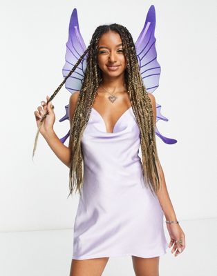 Tammy Girl halloween fairy satin cami mini dress with wings in lilac - ASOS Price Checker