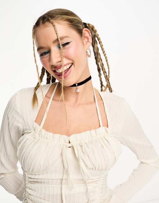 Tammy Girl milkmaid vintage fairy style mini dress with ruching ASOS