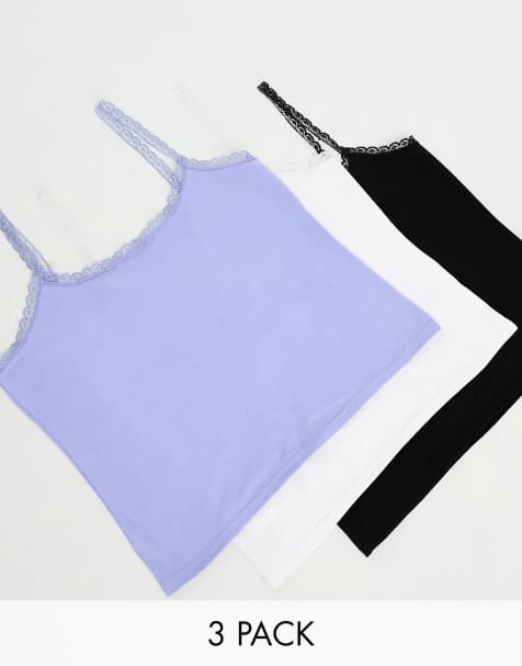 Tammy Girl Plus 3 pack cami vest with lace trim in multi - view 1