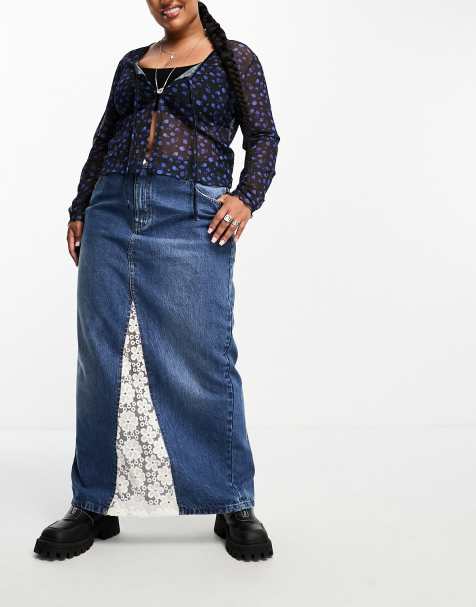 Plus size long denim skirts outlet 50