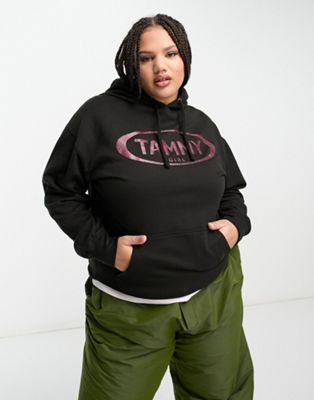 Tammy Girl Plus baggy boyfriend hoodie with glitter logo - ASOS Price Checker