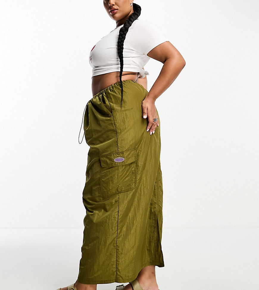 Tammy Girl Plus maxi parachute skirt in khaki-Green