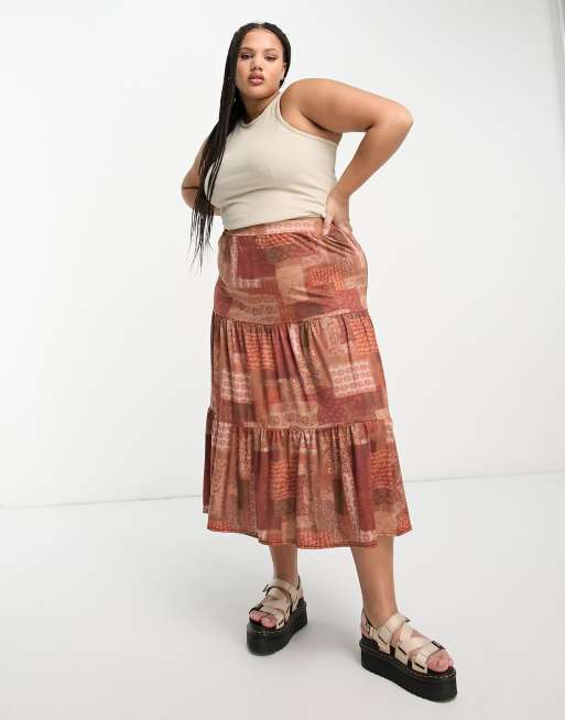 Plus Size Skirt, Women's Maxi Skirt With Boho Print, Long Skirt Plus Size,  Maxi Skirt Boho 