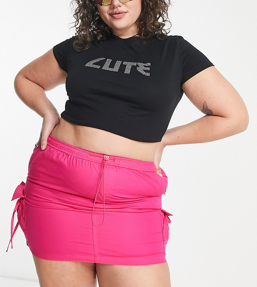 Tammy Girl Plus pocket detail cargo mini skirt in bright pink