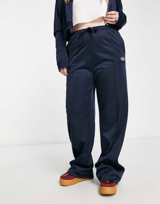 Navy Blue Tricot Wide Leg Sweatpants