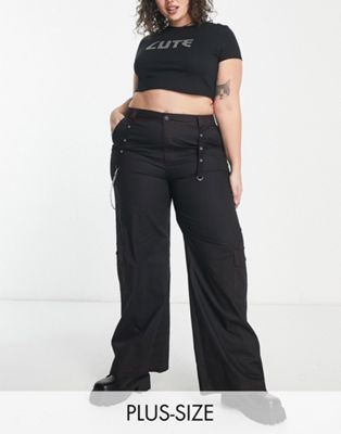 Tammy Girl Plus Y2K contrast stitch cargo pants in black - ASOS Price Checker