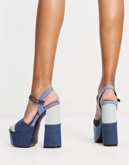 Tammy Girl – Sandaletten aus Patchwork-Jeansstoff mit Plateausohle, 2 von 4