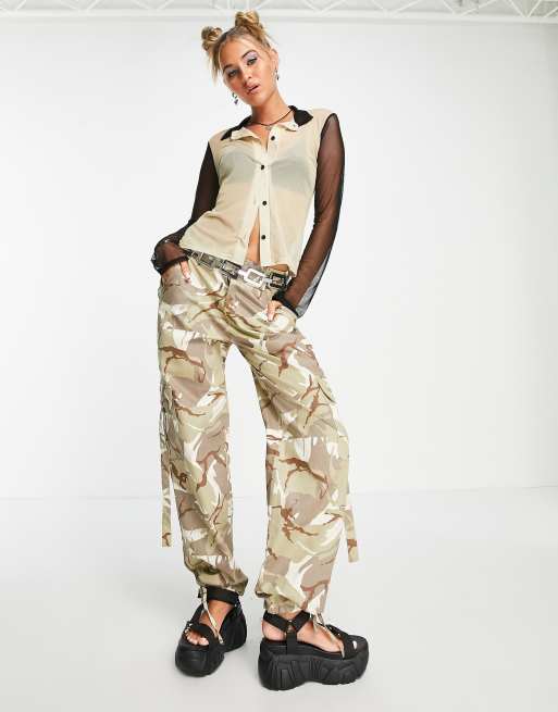 Tammy Girl skater relaxed Y2K cargo pants in camo