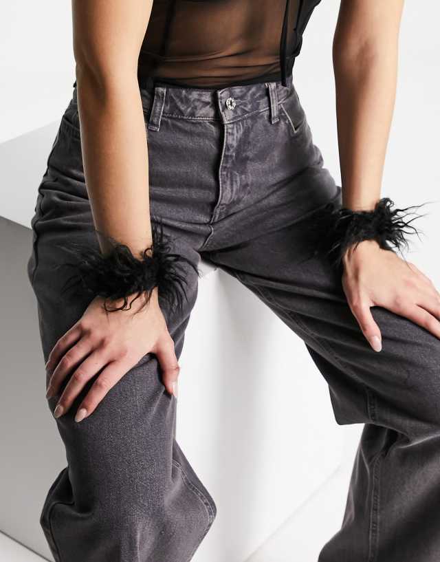 Tammy Girl snap cuffs in black faux fur