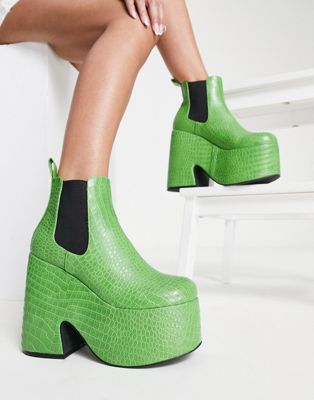 Tammy Girl wedge platform boots in green croc - ASOS Price Checker