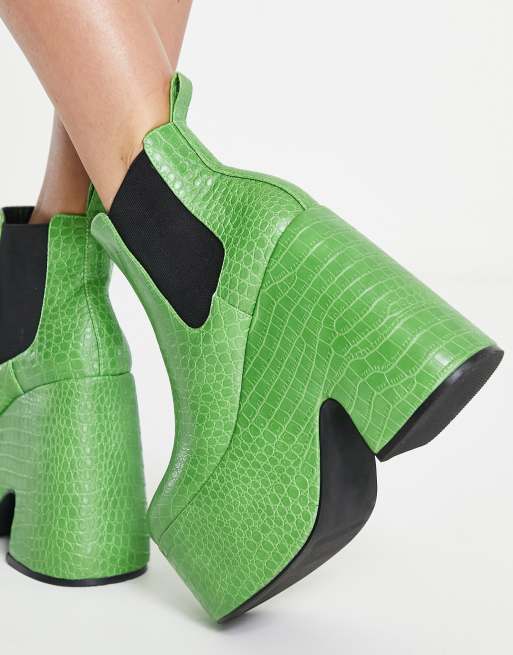 Lime green shop platform boots