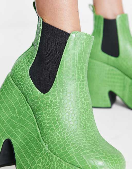 Green hot sale platform boots