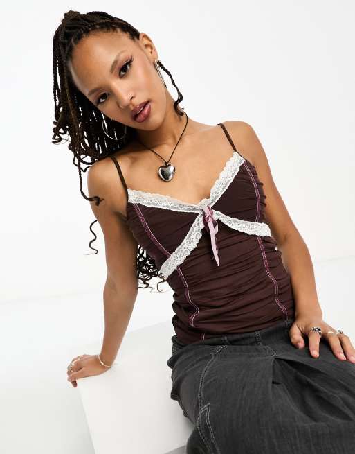 Tammy Girl – Y2K – Camisole-Top aus Samt und Netzstoff