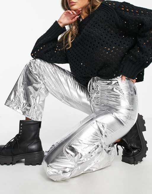 Tammy Girl Y2K parachute pants in shiny silver, 4 of 4