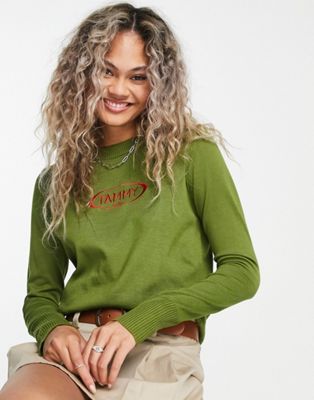 Tammy Girl Y2K relaxed knitted boyfriend jumper with contrast embroidered logo - ASOS Price Checker