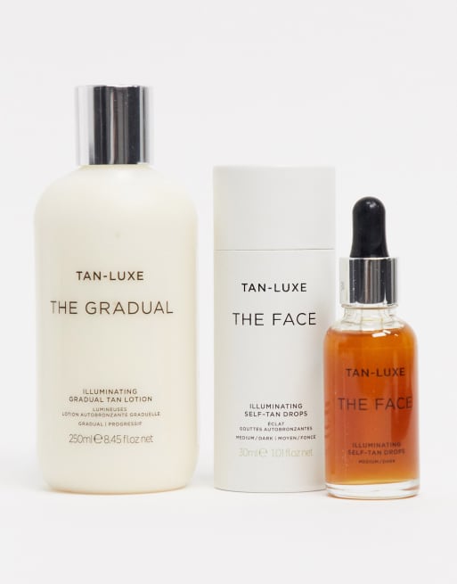 Tan Luxe – The Face & The Gradual – Zestaw kosmetyków brązujących – średnia/ciemna opalenizna – w zestawie taniej 21%
