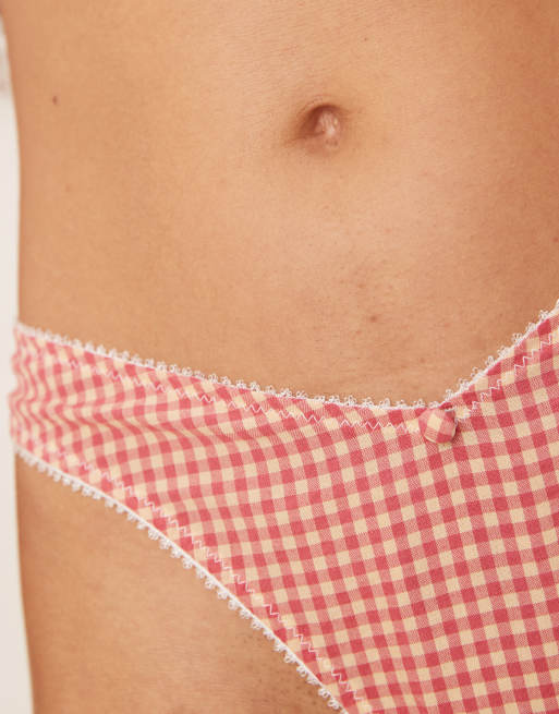 Tanga a cuadros vichy rojos de tejido liso Sidney de ASOS DESIGN, 3 de 4