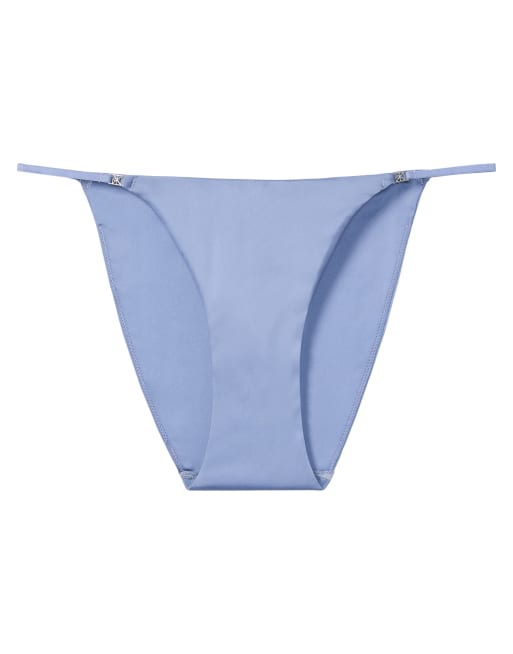 Tanga azul de satén Signature de Calvin Klein, 3 de 3