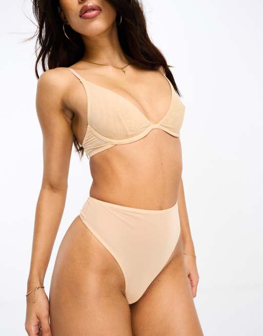 Tanga beis moldeador de talle alto de malla Mila de ASOS DESIGN , 4 de 4