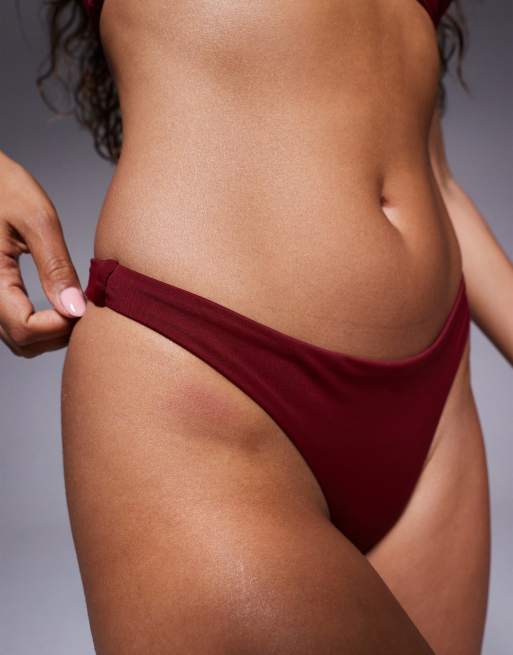 Tanga de bikini burdeos de pernera alta Maya Mix & Match de ASOS DESIGN, 3 de 4